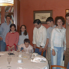 Con Joan Roca y los seis hijos
